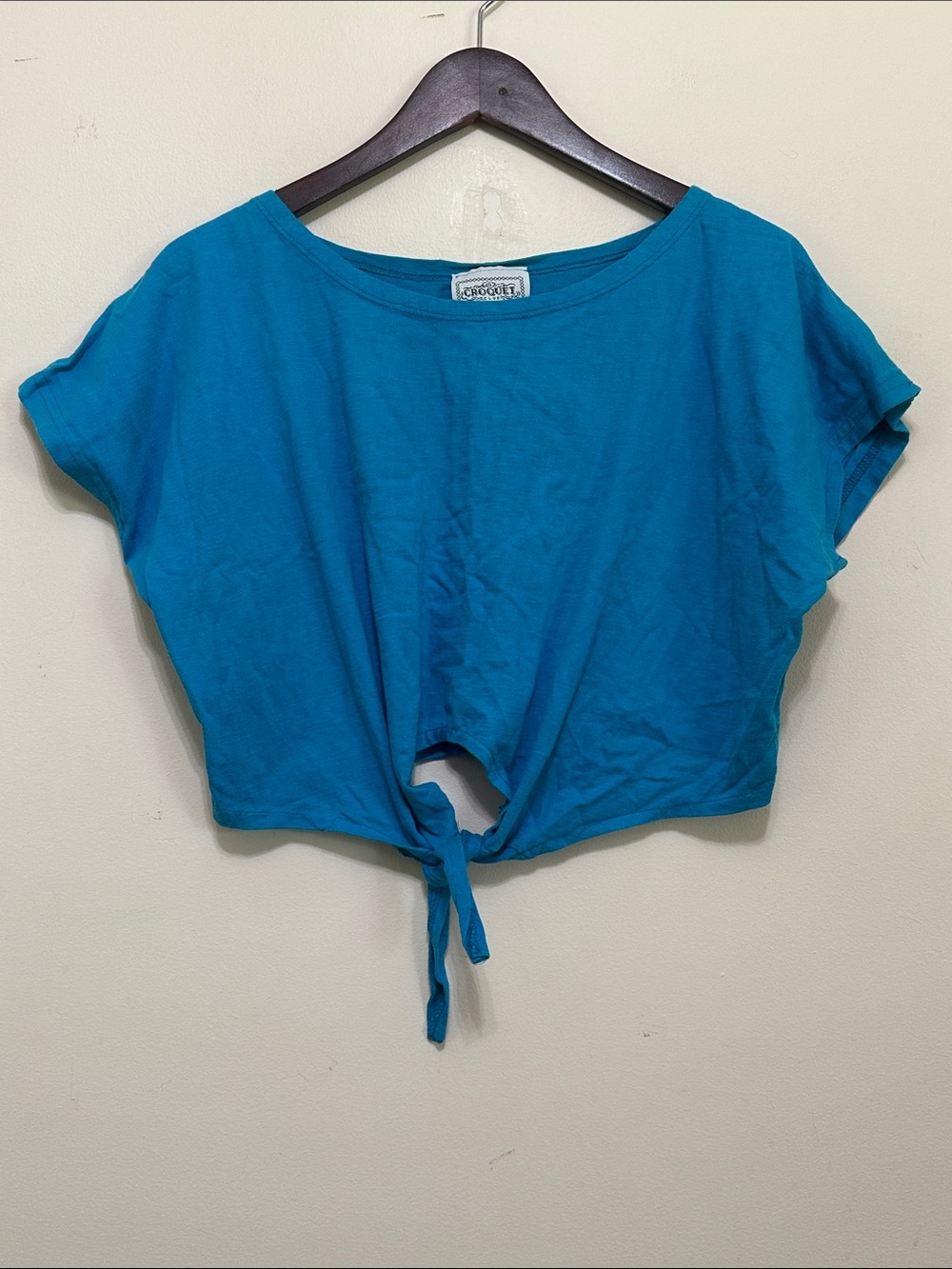 Turquoise Tie-Front Crop Top by No Boundaries